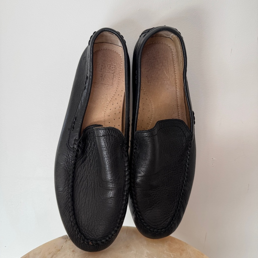 Frye Lewis Venetian Black Leather Men's Slip-On Loafers SZ 9